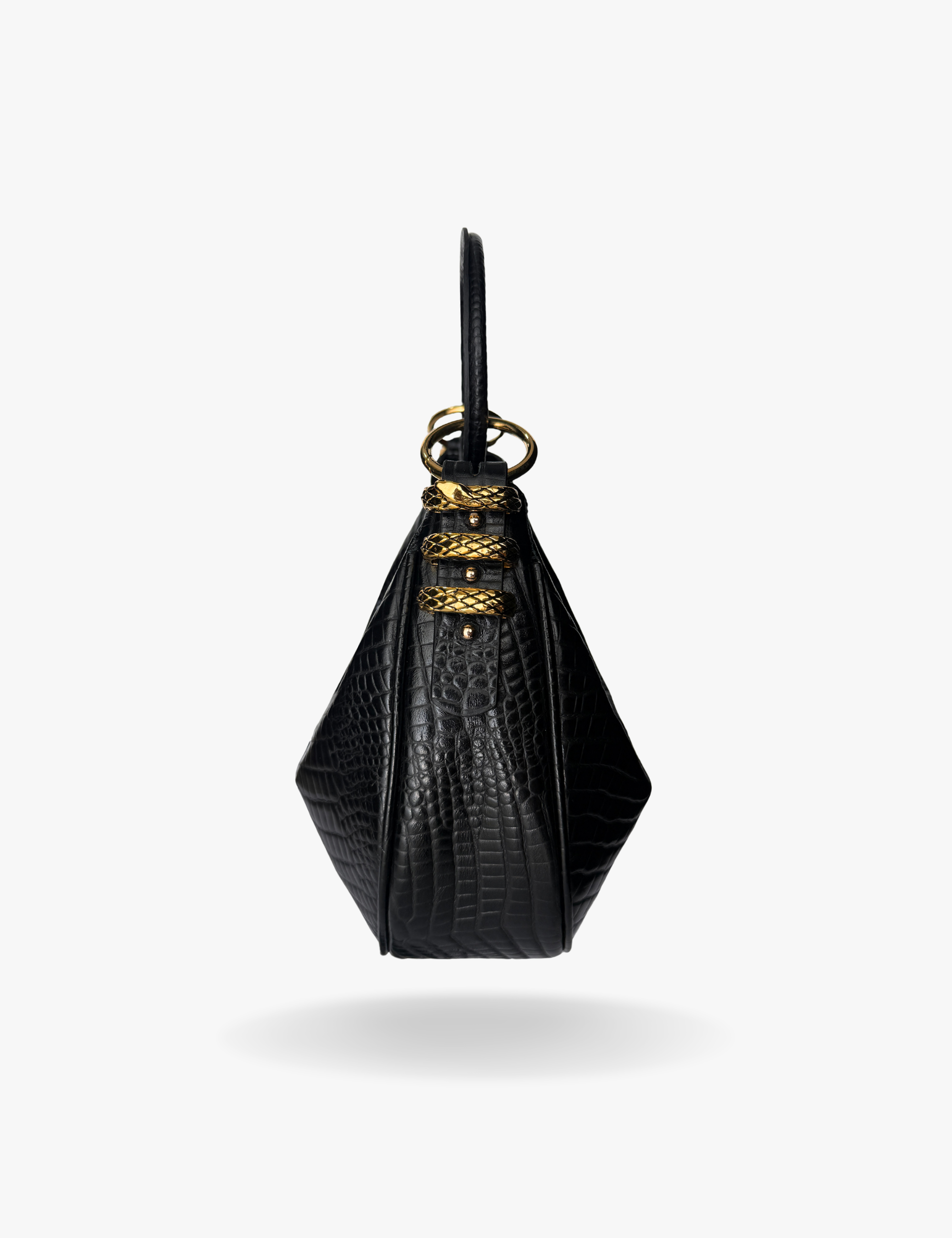The Midi Hobo Oracle Hiss Ivy Bag Black Lizard