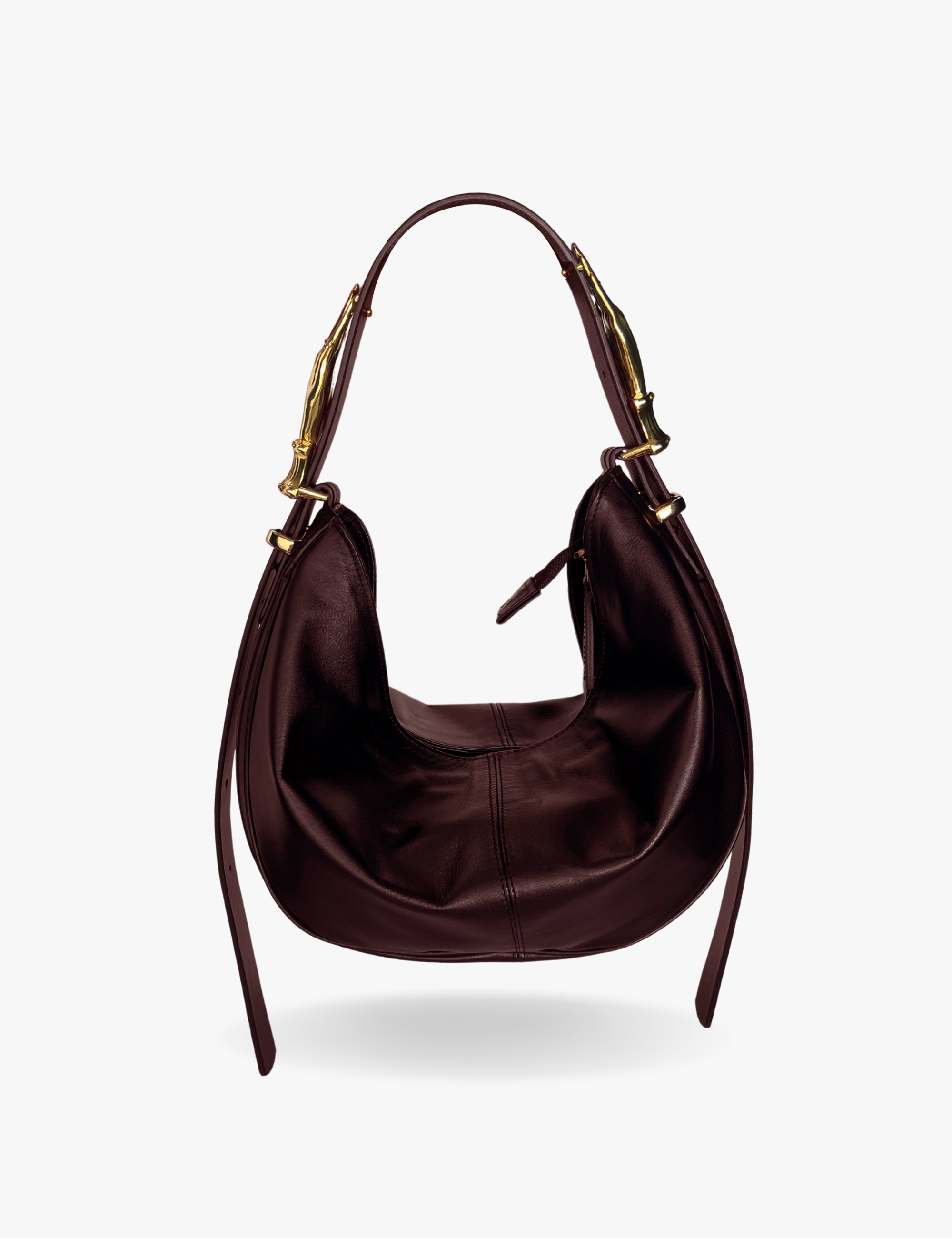 The Midi Hobo Gilded Lure Bag Black Cherry Smooth