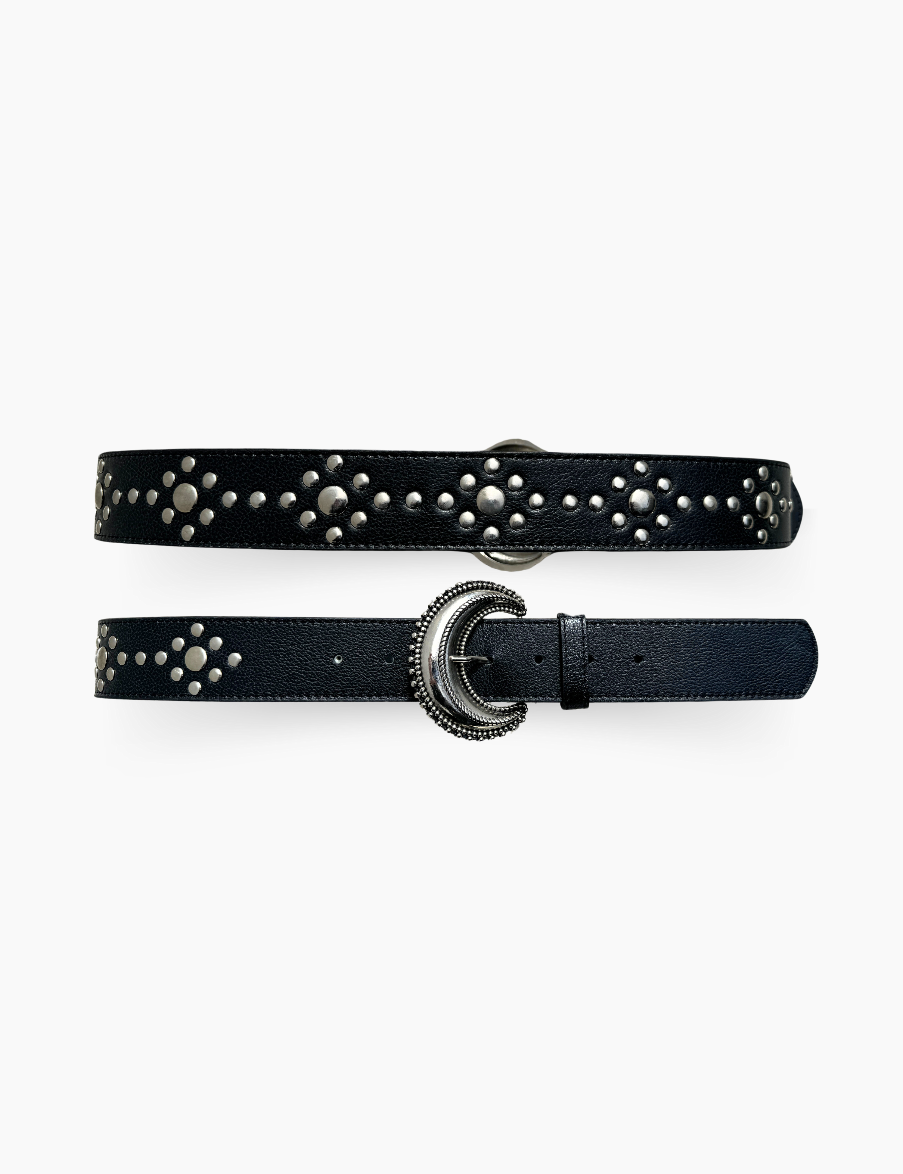 Boheme Studded Belt Black Silver