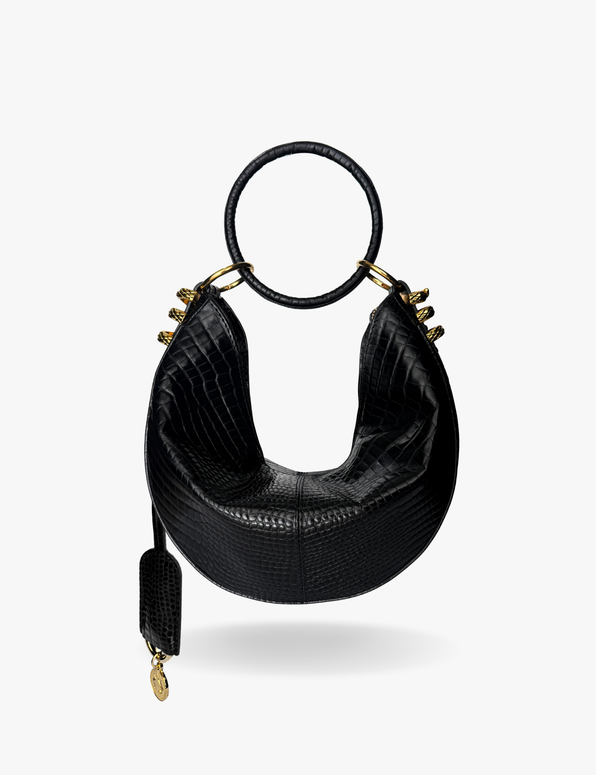 The Midi Hobo Oracle Hiss Ivy Bag Black Lizard